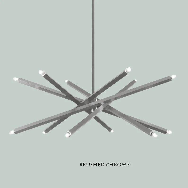 Large 12 Light Spiral Pendant Contemporary Style Chandelier, Handcrafted Modern Brass Sputnik Chandelier Light Fixture