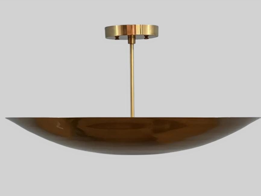 Dome Shade Rey Light Inspired Mid Century Modern Brass Sputnik Chandelier, Custom Ceiling Pendant Light Fixture Handmade 6 Light Wall Lamp