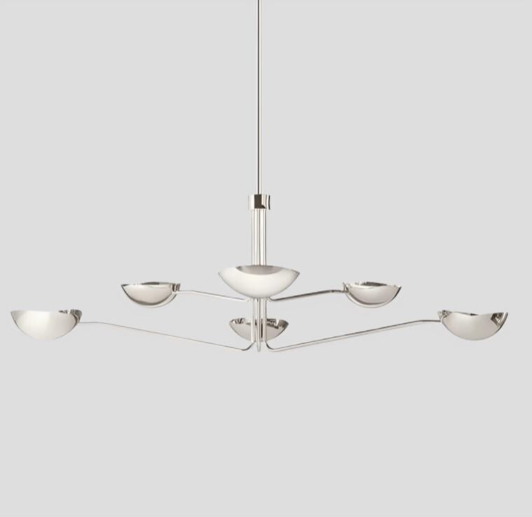6-Light Half Dome Shade Brass Sputnik Chandelier, Mid Century Modern Sputnik Style Ceiling Light Fixture, Vintage Inspired Large Chandelier