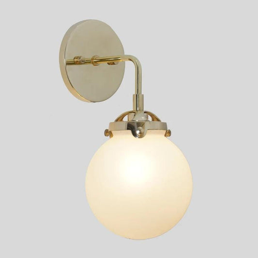 Elegant Mid Century Modern Single Globe Wall Sconce, Handcrafted Modern Style Brass Wall Light, Classic Designed Glass Globe Wall Lamp