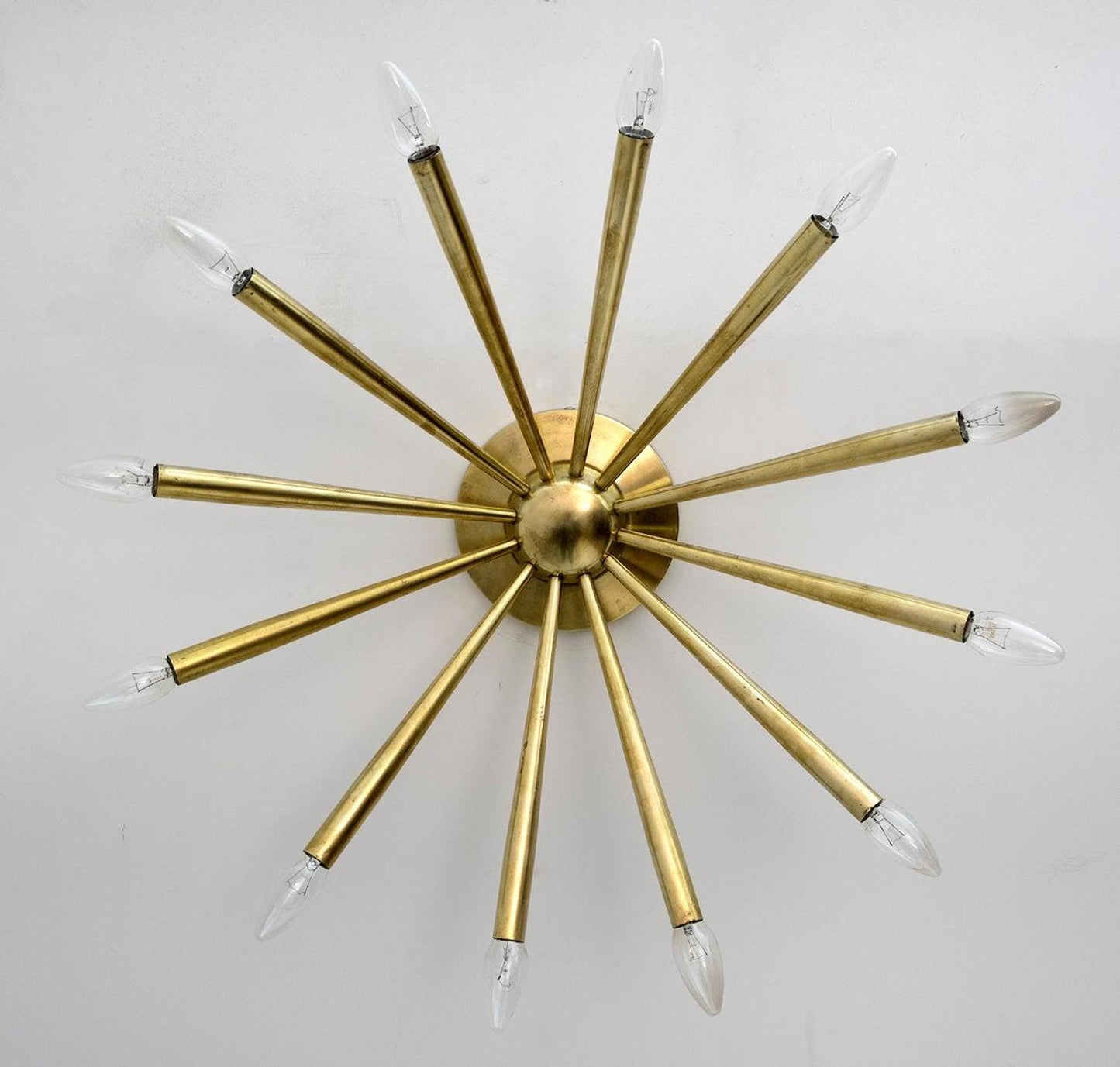 Lelli Style Sputnik Starburst Wall Sconce, Mid Century Modern Italian Brass Wall Lamp, Handcrafted 1950s Style Vintage 12 Arms Wall Light