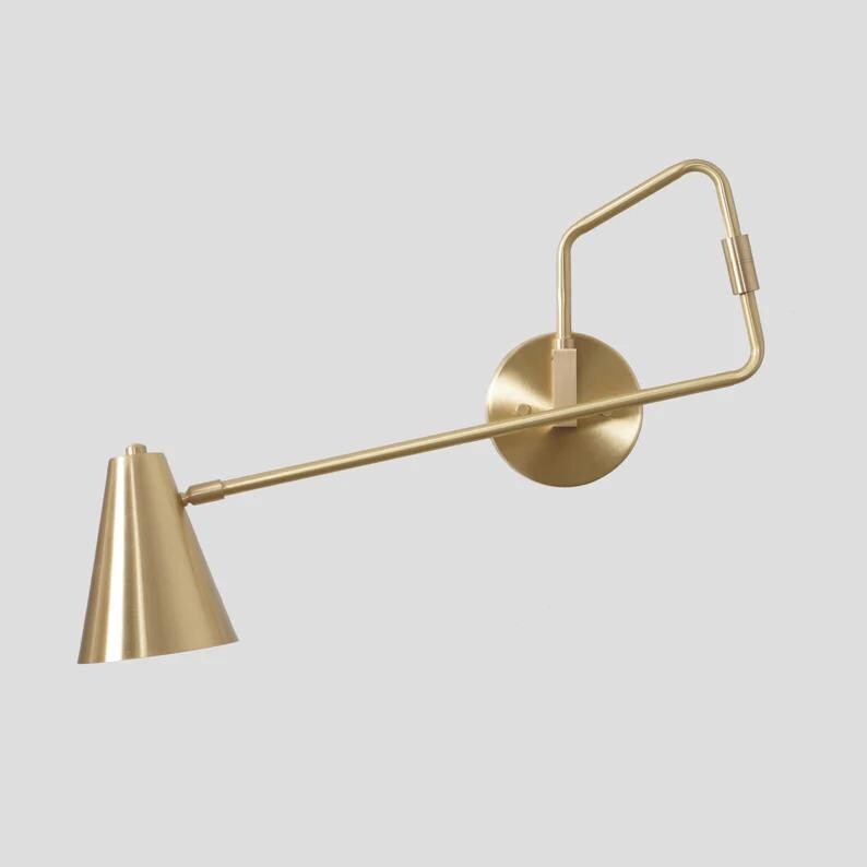 Adjustable Single Arm Mid-Century Modern Brass Stilnovo Style Wall Sconce Lamp, Antique Look, Industrial Design, Luxury Light, Reading Lamp