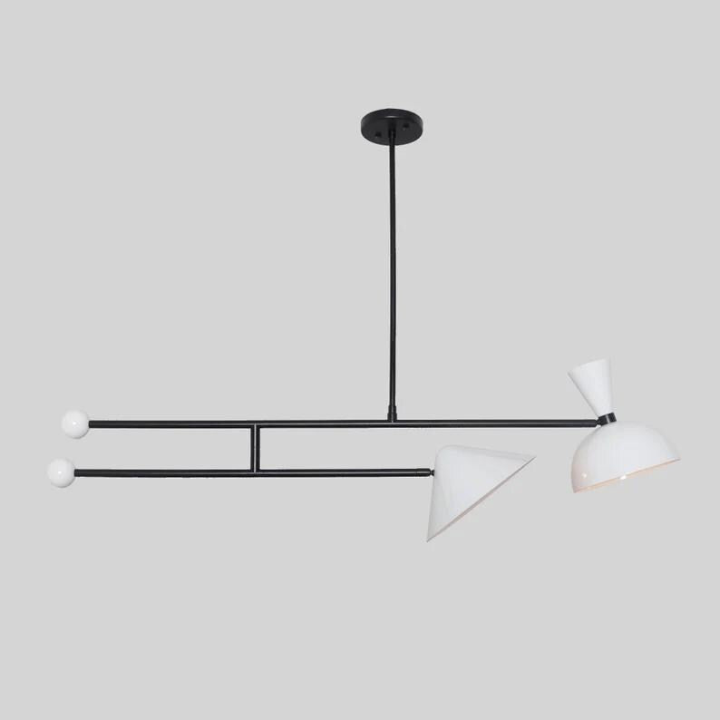 Two Light Counterweight Stilnovo Style Lamp, Mid Century Modern Counterbalance Pendant Light, Handcrafted Ceiling Light Fixture Home Decor