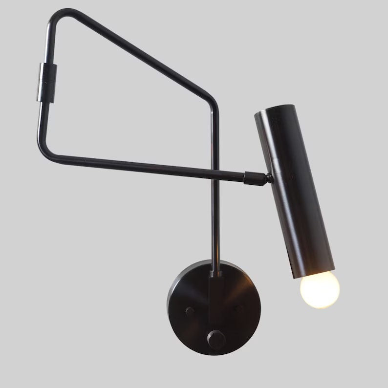 Adjustable Swivel Reading Light Wall Sconce, Contemporary Industrial Design Handcrafted Custom Wall Lamp, Mid Century Modern Brass Light
