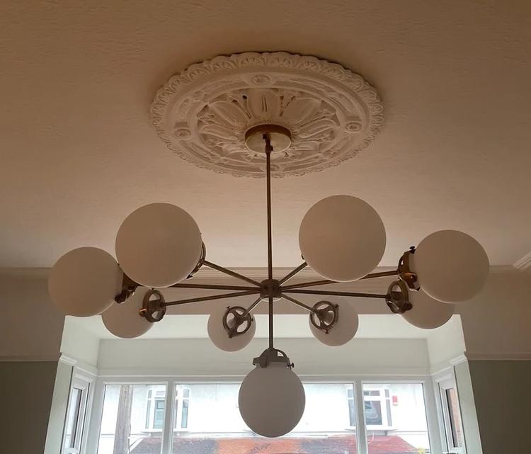 Gorgeous Mid Century Modern 9 Globe Chandelier, Handcrafted Lamp Ceiling Light, Brass Lights Glass Globe Design Pendant Light Fixture