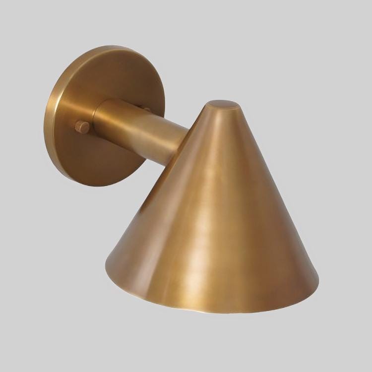 Conical Shape Brass Pivot Wall Sconce, Mid Century Modern Handcrafted Raw Brass Industrial Style Wall Light Lamp