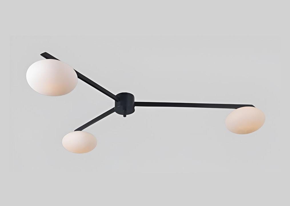 Mid Century Lelii Style Brass Chandelier Flush Mount Low Ceiling Chandelier Vintage Design Italian Style 3 Arm Globe Pendant Light Fixture