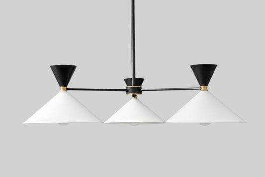 3 Arm Industrial Cone Brass Chandelier Mid Century Modern Design Pendant Light Fixture, Handcrafted Customisable Ceiling Sputnik Chandelier