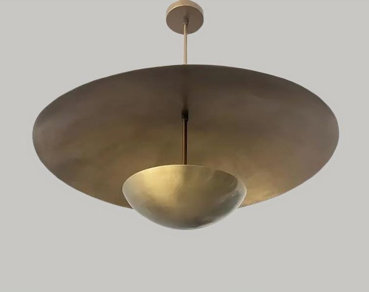 Mid Century Modern Double Dome Shade Brass Sputnik Chandelier Ceiling Semi Flush Mount Light Fixture Wall Lamp Handcrafted Chandelier