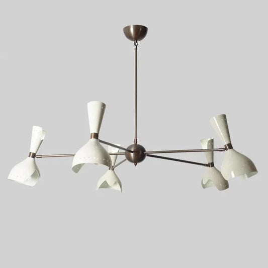 Large Stilnovo Style 5 Arms 10 Lights Raw Brass Sputnik Chandelier Light Fixture, Handcrafted Brass Chandelier, Unique Design Ceiling Light