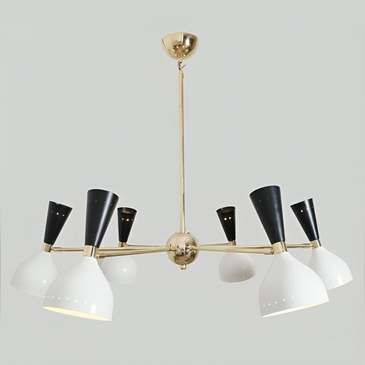 Stilnovo Style Diabolo Mid Century Modern Italian Sputnik Brass Chandelier, Handcrafted Custom 6 Arm 12 Light Ceiling Pendant Light Fixture