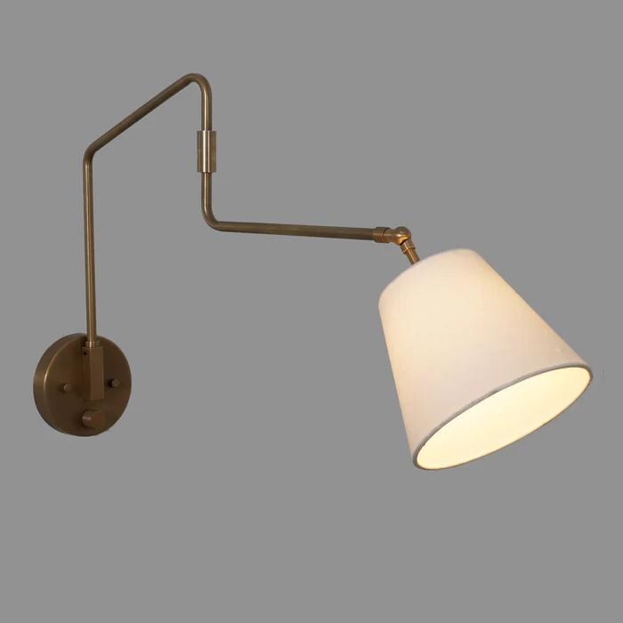 Linen Shade Adjustable Reading Wall Lamp, Single Arm Mid Century Modern Brass Wall Sconce, Vintage Inspire Elegant Design Reading Wall Light
