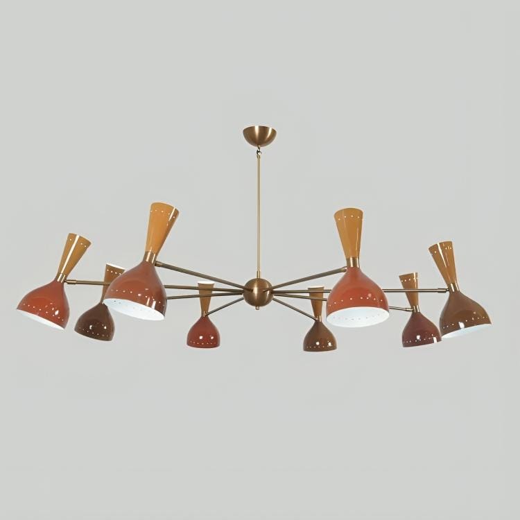 8 Arm 16 Light Stilnovo Style Diabolo Brass Chandelier, Mid Century Modern Italian Style Sputnik Chandelier, Handmade Ceiling Light Fixture