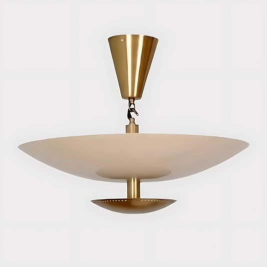 Dual-Tiered Dome Shade Flush Mount Chandelier, Mid Century Modern Stilnovo Inspired Ceiling Light Fixture, 6 Light Double Dome Pendant Light