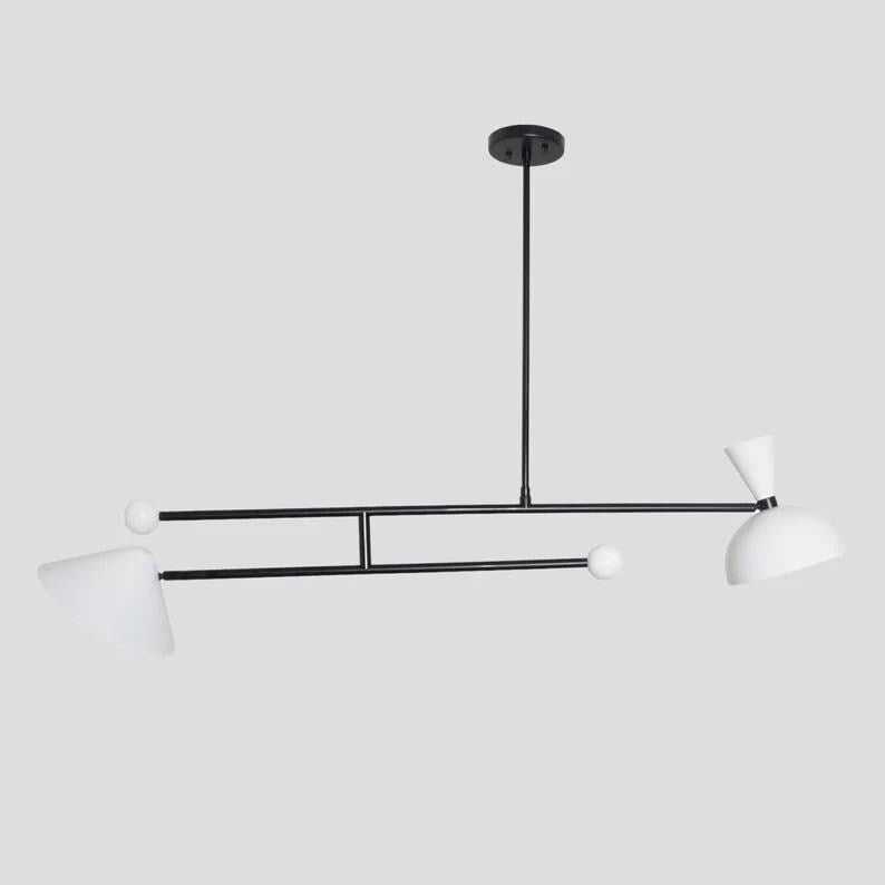 Two Light Counterweight Stilnovo Style Lamp, Mid Century Modern Counterbalance Pendant Light, Handcrafted Ceiling Light Fixture Home Decor