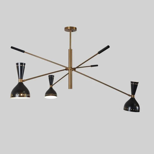 Large Three Arms Italian Style Sputnik Chandelier, Handcrafted Mid Century Morden Raw Brass Chandelier, Contemporary Ceiling Light Fixture