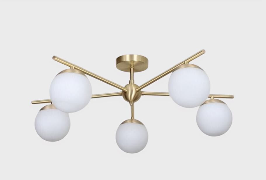 5 Globe Mid Century Sputnik Chandelier, Handcrafted Modern Sputnik Lamp Ceiling Light, Brass Lights Glass Globe Design Pendant Light Fixture