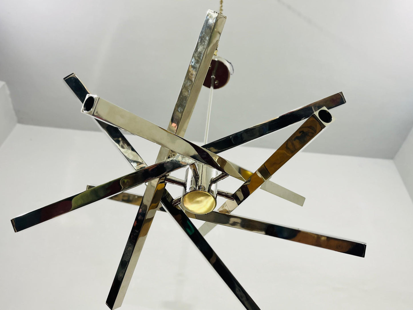 Large 12 Light Spiral Pendant Contemporary Style Chandelier, Handcrafted Modern Brass Sputnik Chandelier Light Fixture