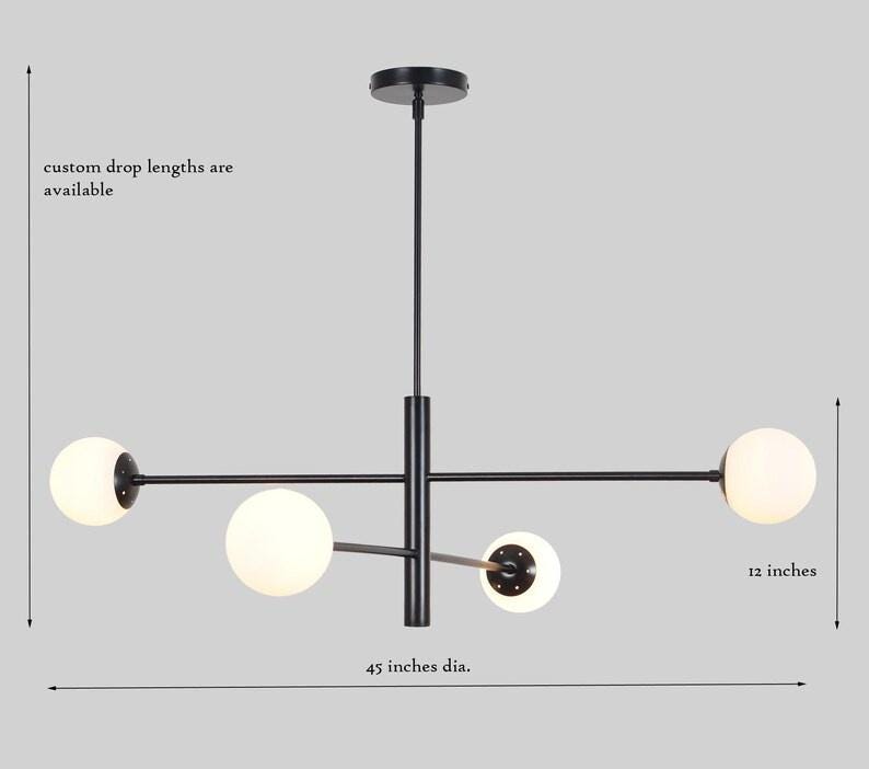 Minimalist Four Globe Ceiling Light Mid Century Modern Sputnik Brass Chandelier Handcrafted Glass Globe Design Pendant Ceiling Light Fixture