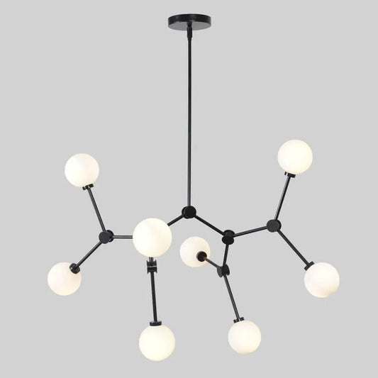Mid Century Eight Arm Eight Globe Light Brass Ceiling Sputnik Chandelier Pendant Light Fixture, Handcrafted Ceiling Lighting