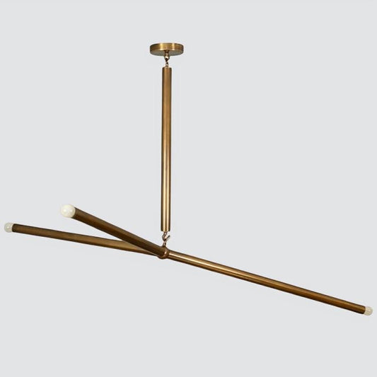 Arrow Shape Slingshot Chandelier, Minimalist Asymmetrical Brass Ceiling Light Fixture, Contemporary Design Hanging Three Arm Statement Lamp