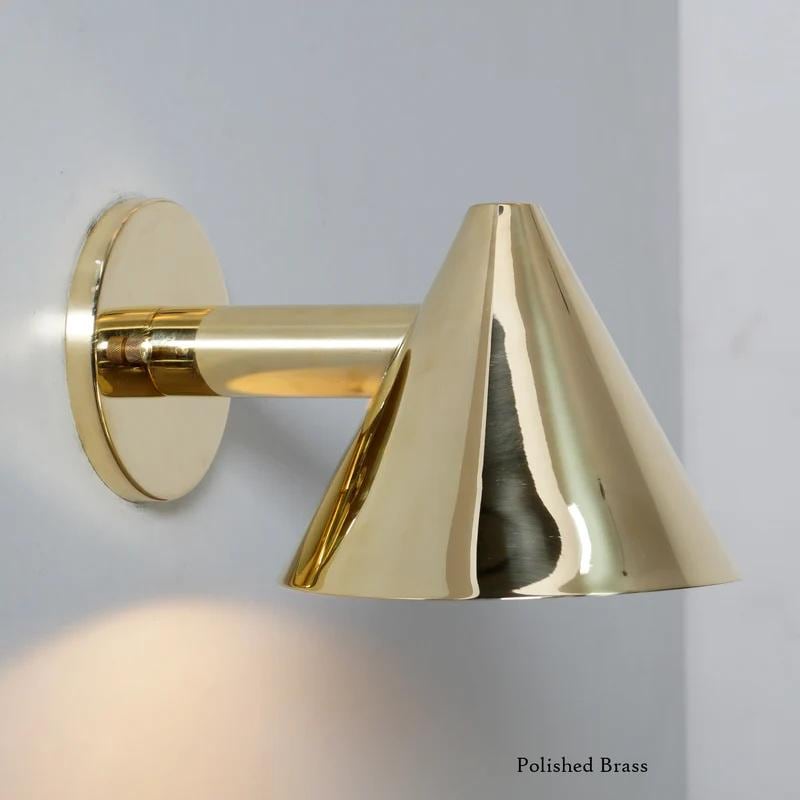 Conical Shape Brass Pivot Wall Sconce, Mid Century Modern Handcrafted Raw Brass Industrial Style Wall Light Lamp