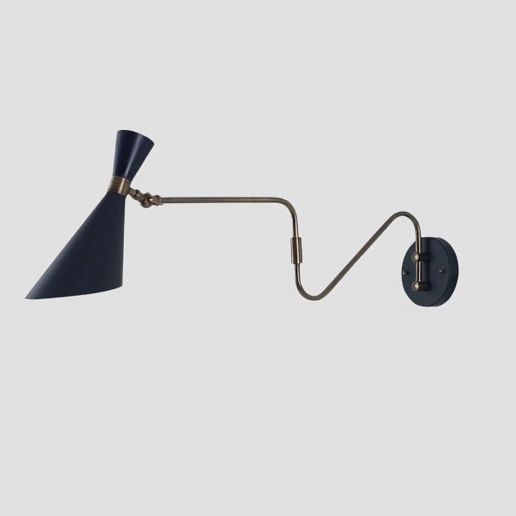 Stilnovo Style Swing Arm Wall Sconce, Mid Century Modern Brass Italian Wall Light, Handmade Single Light Adjustable Bedside Reading Lamp