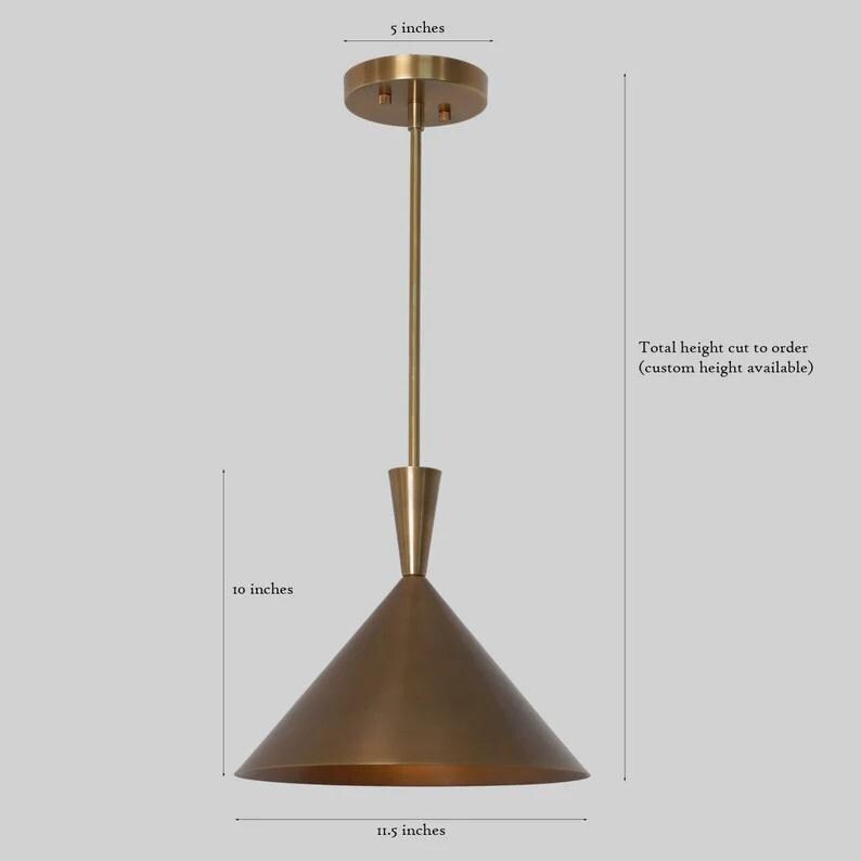 Mid Century Design Brass Pendant Light Fixture Ceiling Chandelier, Handcrafted Customizable Lighting Kitchen Hallway Dinning Office Bedroom