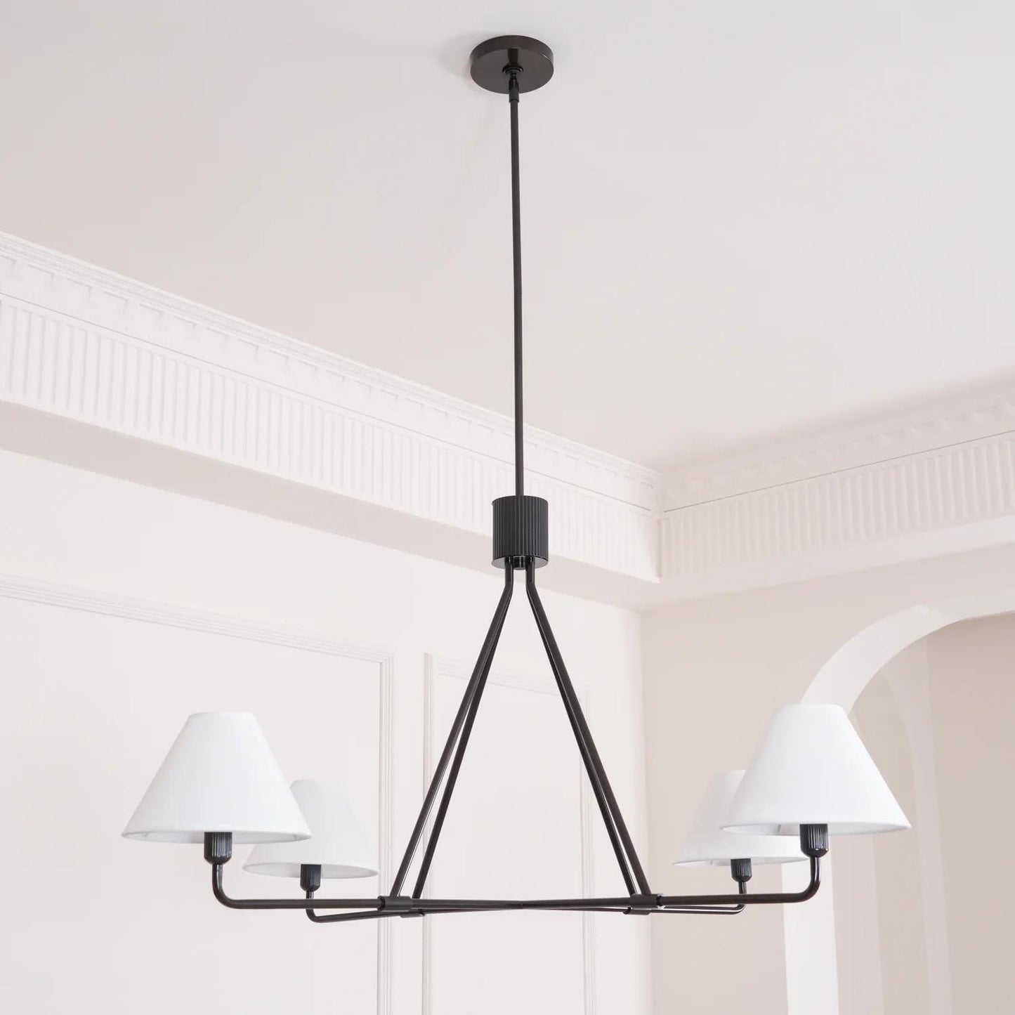 Quarter Linen Shade Kitchen Island Modern Pendant Light, Custom Hanging Ceiling Lamp Home Decor Handmade Brass Ceiling Light Fixture 4 Light