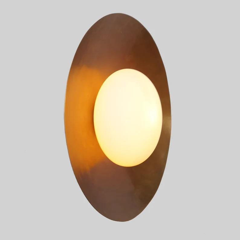 Large Single Opal Shape Globe Brass Wall Sconce, Mid Century Style Brass Wall Lamp Globe Shade Wall Lamp, Handcrafted Vintage Wall Sconce