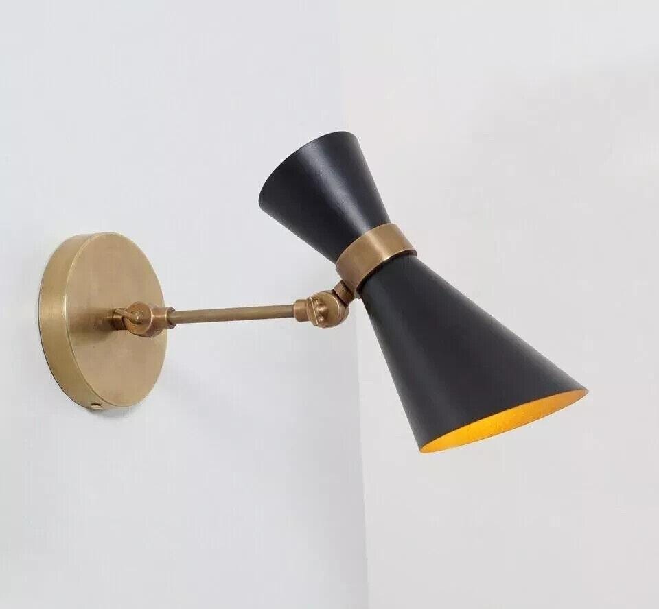 Stilnovo Style Articulated Peggy Wall Lamp, Mid Century Modern Brass Diabolo Wall Sconce, Handmade 1 Light Adjustable Bedside Reading Lamp