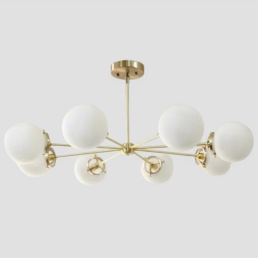Gorgeous 8 Light Bubble Glass Globe Mid Century Sputnik Brass Chandelier, Modern Handcrafted Ceiling Bubble Light Pendant Light Fixture