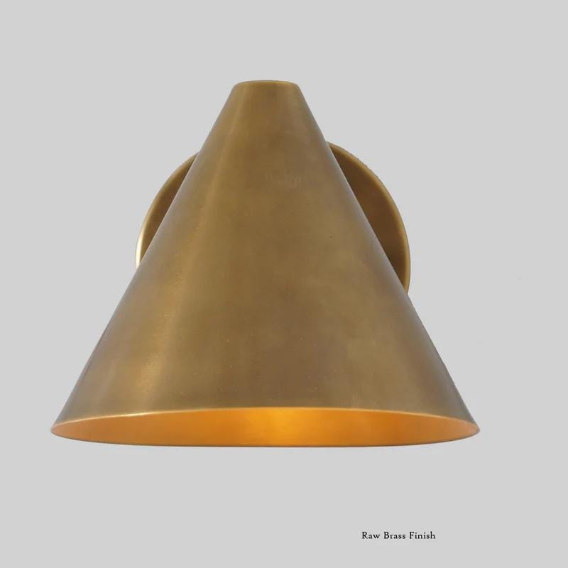 Conical Shape Brass Pivot Wall Sconce, Mid Century Modern Handcrafted Raw Brass Industrial Style Wall Light Lamp