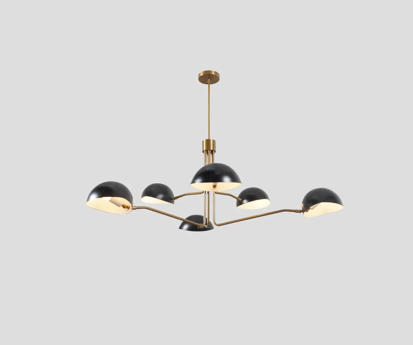 6-Light Half Dome Shade Brass Sputnik Chandelier, Mid Century Modern Sputnik Style Ceiling Light Fixture, Vintage Inspired Large Chandelier