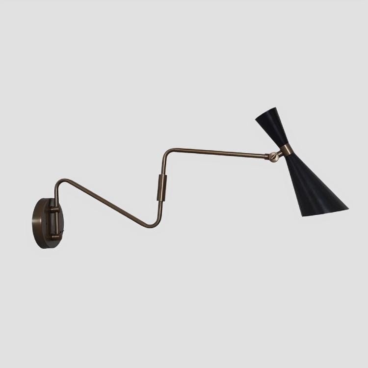 Stilnovo Style Swing Arm Wall Sconce, Mid Century Modern Brass Italian Wall Light, Handmade Single Light Adjustable Bedside Reading Lamp