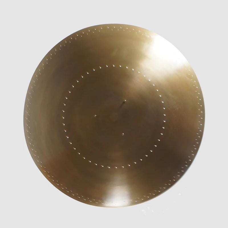 Perforated Tynell Dome Shade Art Deco Ceiling Light Fixture, Mid Century Modern 6 Light Brass Rey Chandelier Handmade Custom Pendant Light