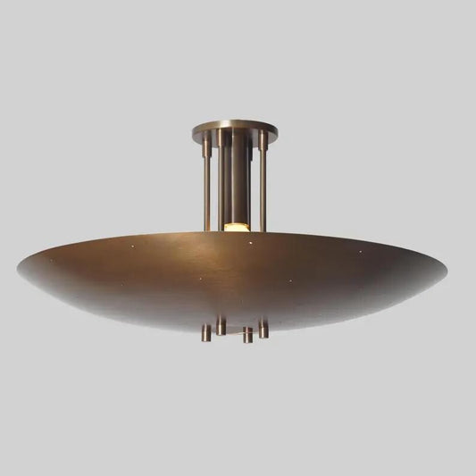 Rey Light Inspired Mid Century Modern Dome Shape Brass Chandelier, Single Light Ceiling Flush Mount Handcrafted Tynell Style Light Fixture