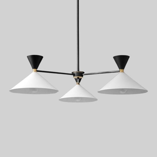 3 Arm Industrial Cone Brass Chandelier Mid Century Modern Design Pendant Light Fixture, Handcrafted Customisable Ceiling Sputnik Chandelier