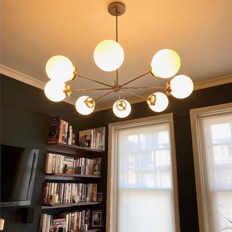 Gorgeous 8 Light Bubble Glass Globe Mid Century Sputnik Brass Chandelier, Modern Handcrafted Ceiling Bubble Light Pendant Light Fixture