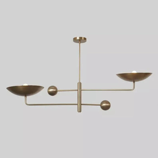 2 shade Counterbalance Mid Century Ceiling Light, Raw Brass Sputnik Chandelier Pendant Light Fixture