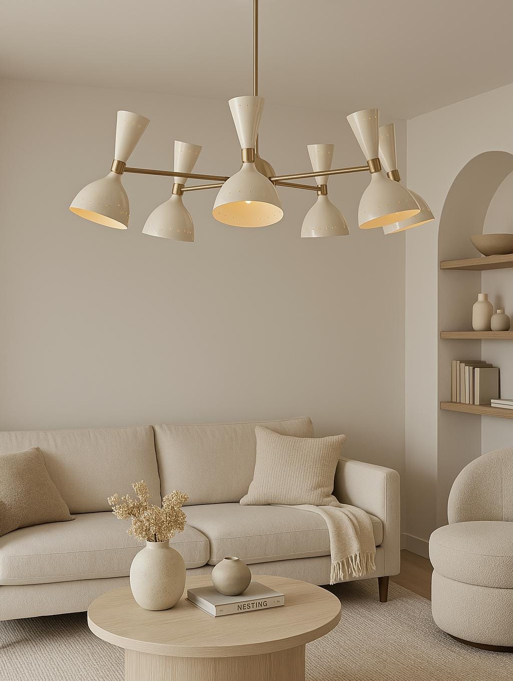 Stilnovo Style Diabolo Mid Century Modern Italian Sputnik Brass Chandelier, Handcrafted Custom 6 Arm 12 Light Ceiling Pendant Light Fixture