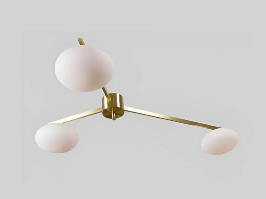 Vintage Italian Lelii Style Glass Globe Mid Century Antique Brass Ceiling Light Flush Mount Chandelier Low Ceiling 3 Arm Globe Pendant Light