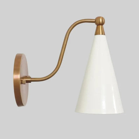 Brass Enamel Conical Shade Wall Sconce, Mid Century Modern Industrial Wall Lamp,  Handcrafted Custom Antique Light Fixture Home Décor