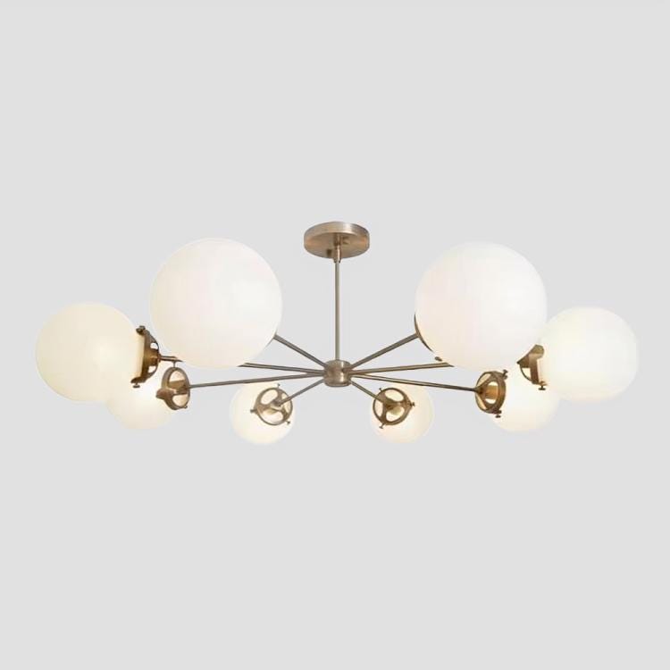 Gorgeous 8 Light Bubble Glass Globe Mid Century Sputnik Brass Chandelier, Modern Handcrafted Ceiling Bubble Light Pendant Light Fixture