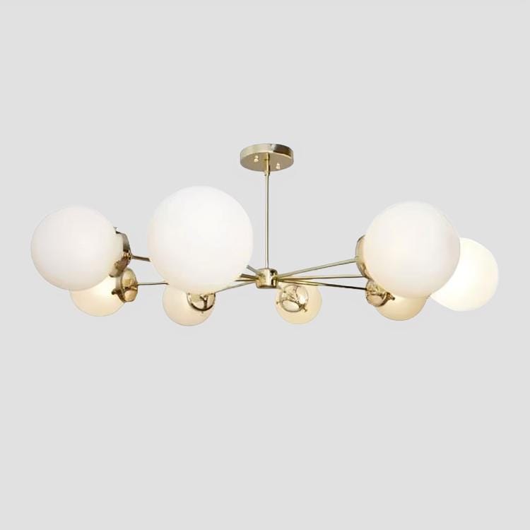 Gorgeous 8 Light Bubble Glass Globe Mid Century Sputnik Brass Chandelier, Modern Handcrafted Ceiling Bubble Light Pendant Light Fixture