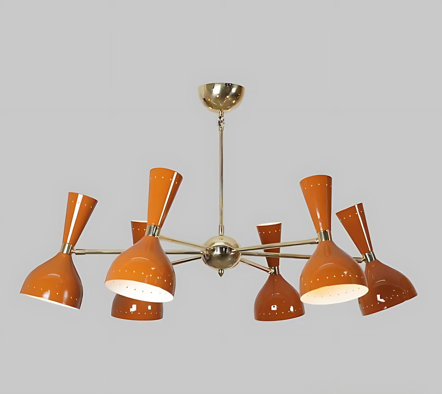 Stilnovo Style DIABOLO Italian Sputnik Chandelier, Mid Century Modern Custom 6 Arm 12 Light Handcrafted Brass Ceiling Light Fixture Art Deco