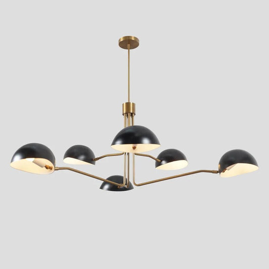 6-Light Half Dome Shade Brass Sputnik Chandelier, Mid Century Modern Sputnik Style Ceiling Light Fixture, Vintage Inspired Large Chandelier