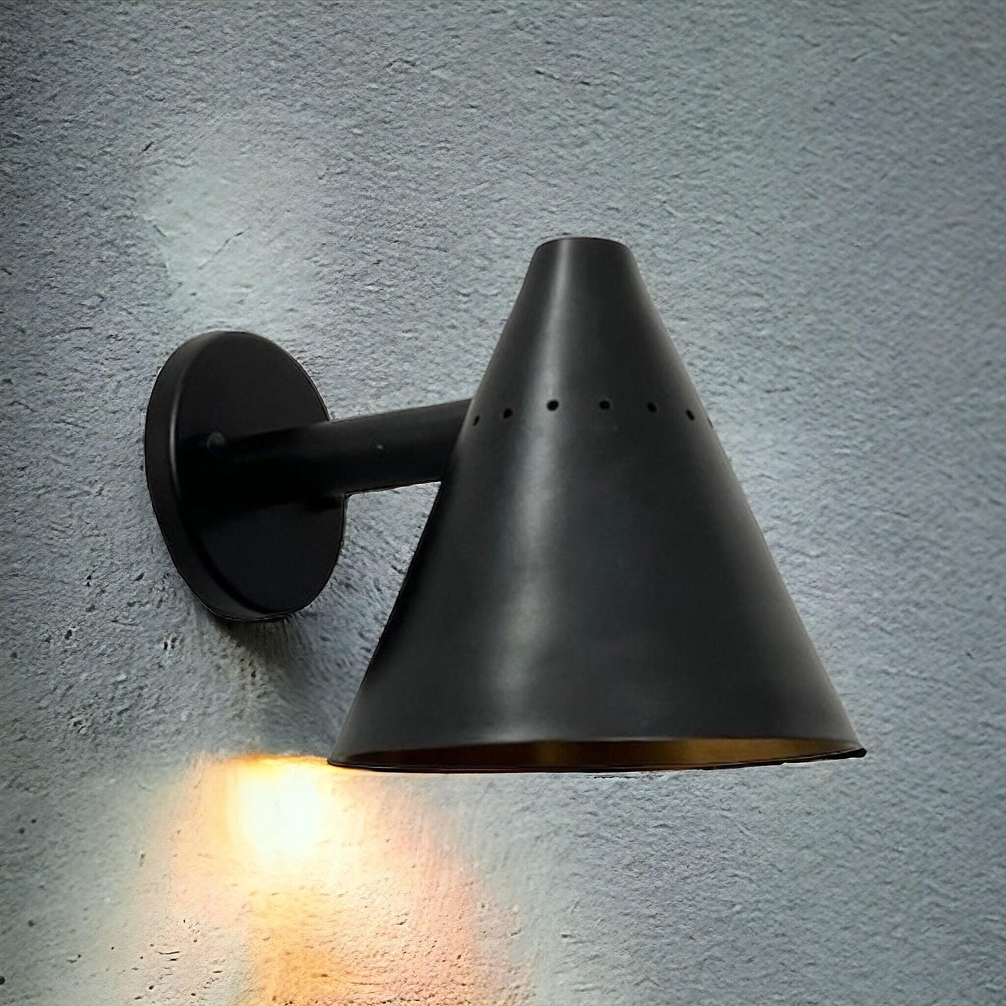 Conical Shape Solid Brass Wall Sconce, Mid Century Modern Handcrafted Raw Brass Industrial Style Wall Light Lamp