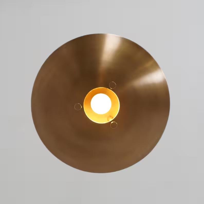 Dome Shape Rey Light Inspired Mid Century Modern Single Light Pendant Chandelier, Handcrafted Flush Mount Brass Ceiling Light Fixture