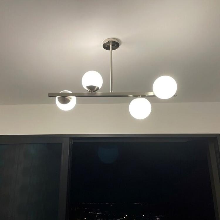 Minimalist Modern Linear Ceiling Pendant Light Fixture Handcrafted Contemporary 4 Globe Brass Chandelier Kitchen Island Dining Hallway Light